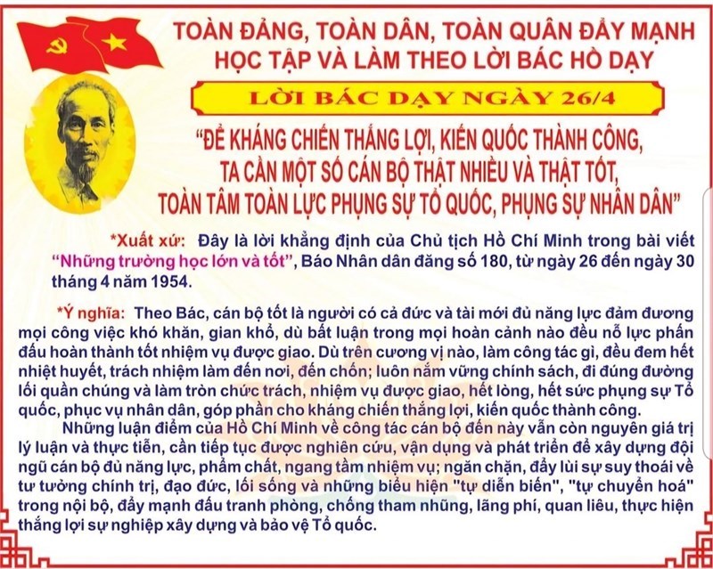 Lời Bác Hồ dạy ngày 26/4
