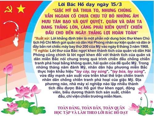 Lời Bác Hồ dạy ngày 15/3