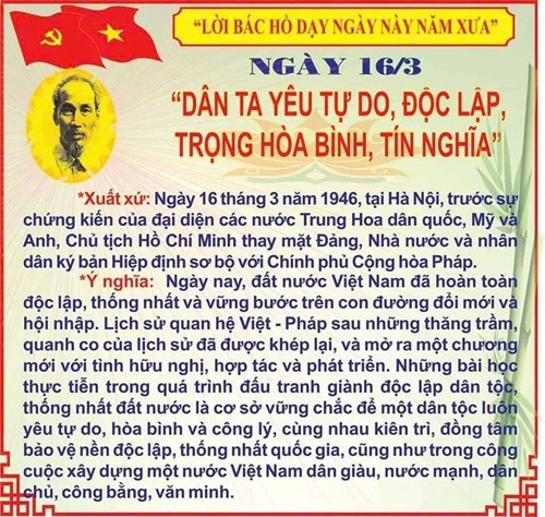 Lời Bác Hồ dạy ngày 16/3