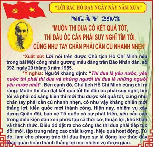 Lời Bác Hồ dạy ngày 29/3