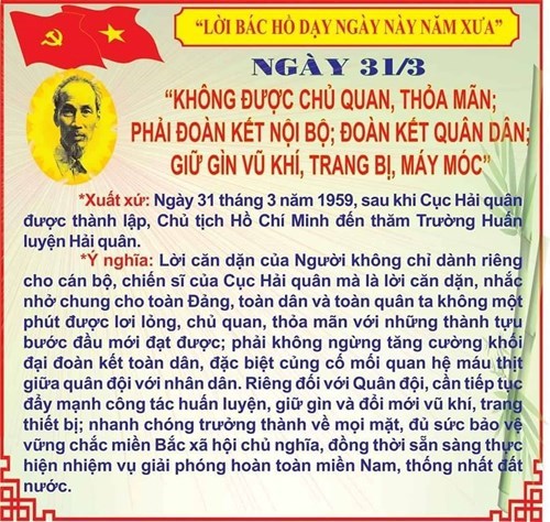 Lời Bác Hồ dạy ngày 31/3