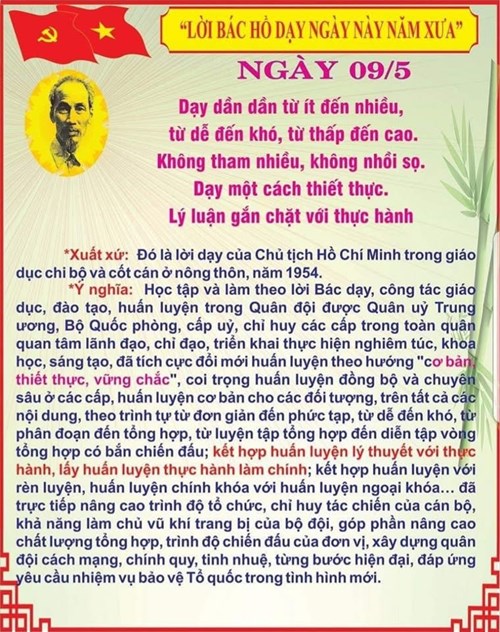 Lời Bác Hồ dạy ngày 9/5