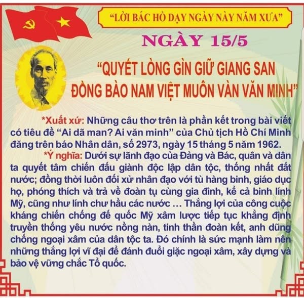 Lời Bác Hồ dạy ngày 15/5