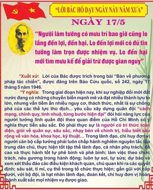 Lời Bác Hồ dạy ngày 17/5