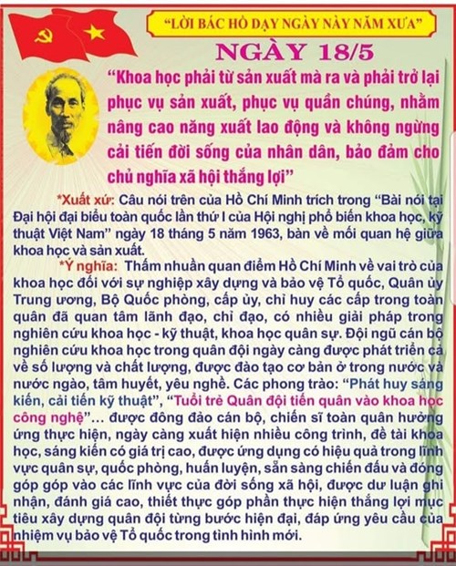 Lời Bác Hồ dạy ngày 18/5