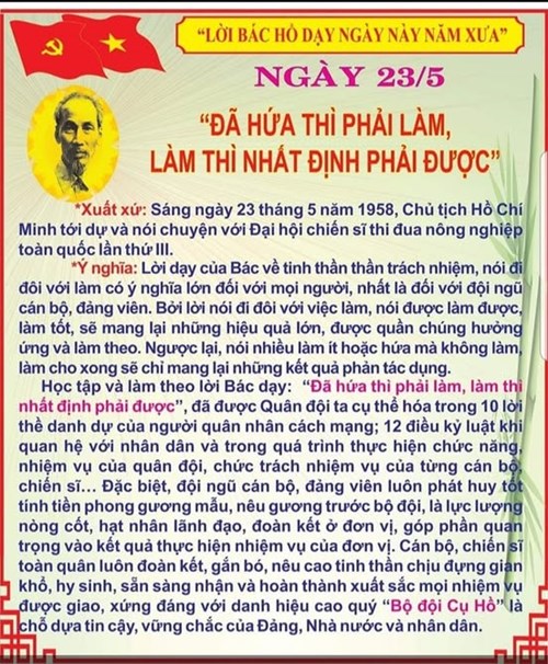 Lời Bác Hồ dạy ngày 23/5