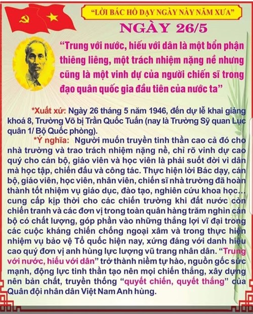 Lời Bác Hồ dạy ngày 26/5