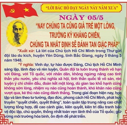 Lời Bác Hồ dạy ngày 5/5