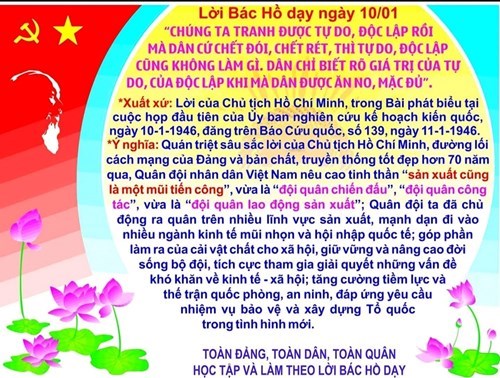Lời Bác Hồ dạy ngày 10/01