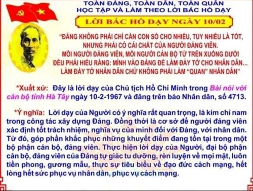Lời Bác Hồ dạy ngày 10/02
