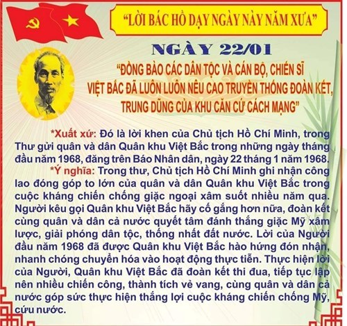 Lời Bác Hồ dạy ngày 22/01