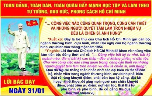 Lời Bác Hồ dạy ngày 31/01