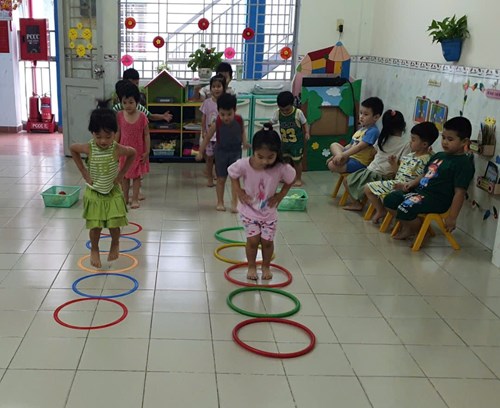 ⛳️⛳ TRÒ CHƠI BẬT LIÊN TỤC QUA CÁC VÒNG- Lớp 4-5 tuổi (2)