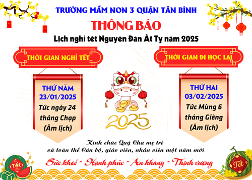 Thông báo lịch nghỉ Tết Nguyên Đán 2025