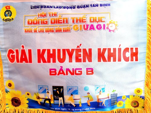 CĐCS Trường Mầm non 3 đạt giải Khuyến khích Bảng B  Hội thi đồng diễn thể dục giữa giờ - Khỏe để lao động sản xuất .