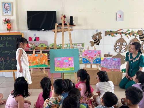 Hoạt động Tạo hình   Vẽ hoa trong vườn  - Lớp 5-6 tuổi(2)