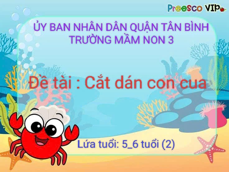 Hoạt động Tạo hình   Cắt, dán con cua  - Lớp 5-6 tuổi(2)