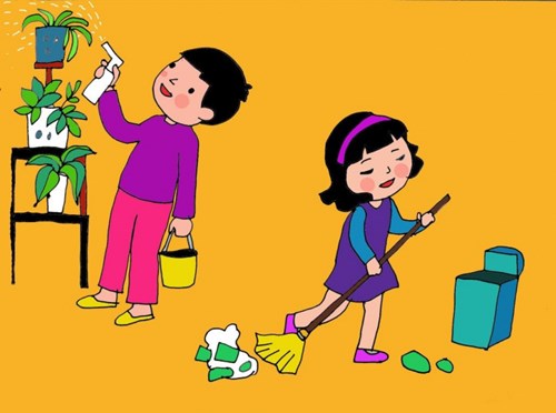 Bé giúp cha mẹ làm một số việc nhỏ