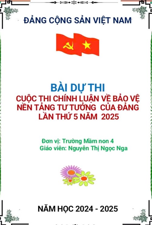 Chi bộ trường Mầm non 4 hưởng ứng cuộc thi chính luận bảo vệ nền tảng tư tưởng của Đảng lần thứ V năm 2025
