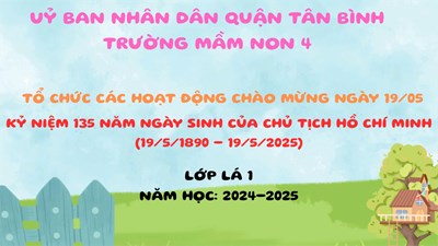 Giáo viên lớp Lá 1 tổ chức cho trẻ tham gia các hoạt động chào mừng ngày sinh nhật Bác Hồ.