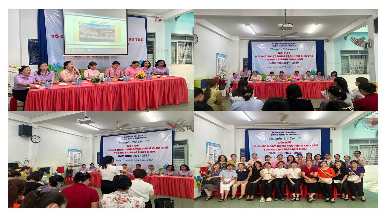 Trường Mầm non Phường 8 Tổ chức chuyên đề cụm chuyên môn 1  Đổi mới hoạt động tạo hình cho trẻ 