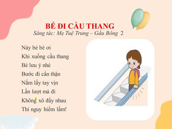 Trường Mầm Non 8 - Bài thơ  Bé đi cầu thang 