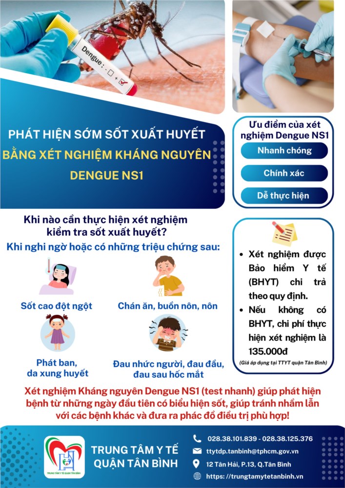 Phát hiện sớm sốt xuất huyết bằng xét nghiệm kháng nguyên DENGUE NS1