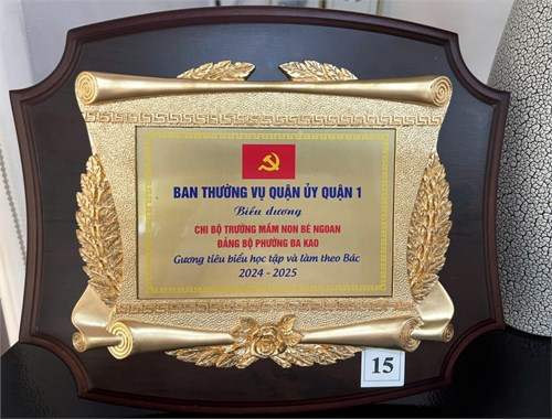 Chi bộ trường Mầm non Bé Ngoan đạt  Gương tiêu biểu học tập và làm theo Bác  2024 - 2025.