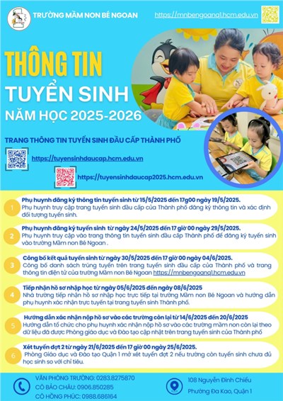 Thông tin tuyển sinh năm học 2025 - 2026 của Trường Mầm non Bé Ngoan