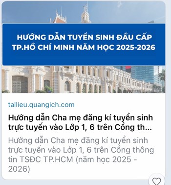 Thông tin tuyển sinh đầu cấp 
Năm học 2025 - 2026