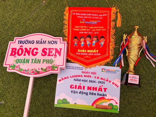 Trường Mầm non Bông Sen đạt giải Nhất nội dung  Vận động liên hoàn  của hội thi “Năng lượng mới cả ngày vui” năm học 2024 - 2025 tại cụm chuyên môn 3.