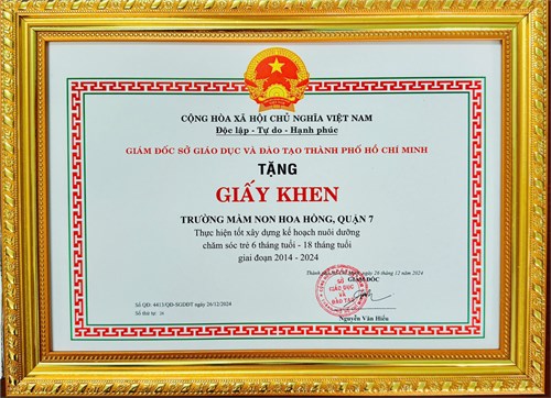 Trường thực hiện tốt xây dựng kế hoạch nuôi dưỡng chăm sóc trẻ 6 tháng tuổi - 18 tháng tuổi giai đoạn 2014 - 2024