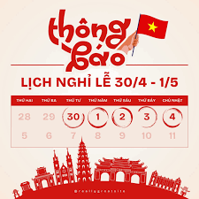 Thông báo nghỉ lễ 30/4 và 1/5 năm 2025