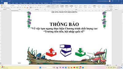 Thông báo Về việc tạm ngưng thực hiện Chương trình chất lượng cao  Trường tiên tiến, hội nhập quốc tế 