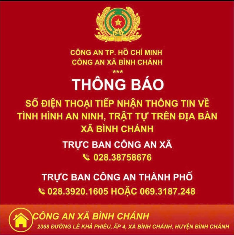 Trường MN Hoa Mai tuyên truyền số điện thoại tiếp nhận thông tin về an ninh trật tự trên địa bàn xã Bình Chánh