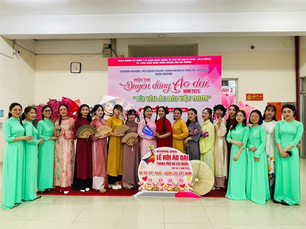 Công đoàn trường mầm non Họa Mi đạt giải Khuyến khích trong hội thi duyên dáng áo dài quận Tân Bình năm 2025