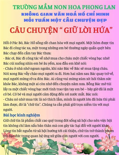Mỗi tuần một câu chuyện đẹp  Giữ lời hứa 