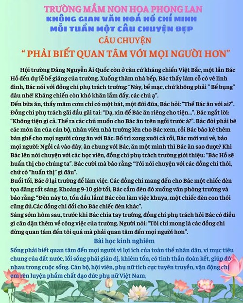 Mỗi tuần một câu chuyện đẹp. Câu chuyện  Phải biết quan tâm với mọi người hơn 