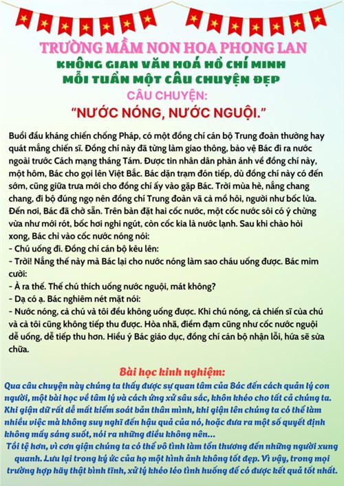 Mỗi tuần một câu chuyện đẹp. Câu chuyện  Nước nóng, nước nguội 