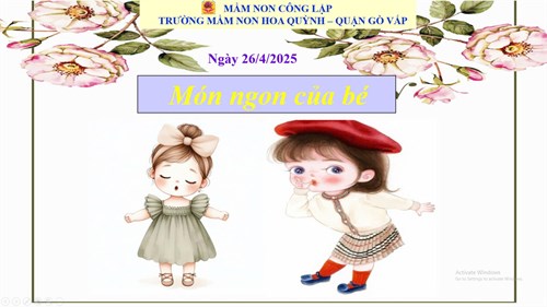 Thực đơn của Trẻ - Ngày 26/4/2025