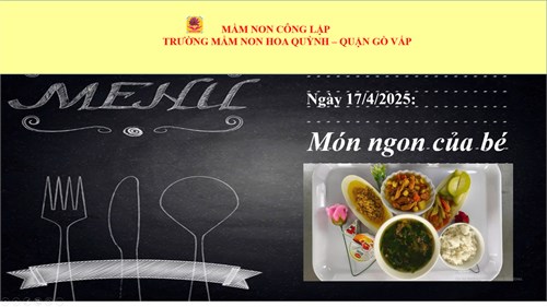 Thực đơn của bé ngày 17-4-2025