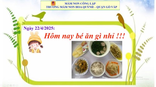 Thực đơn của bé ngày 22-4-2025