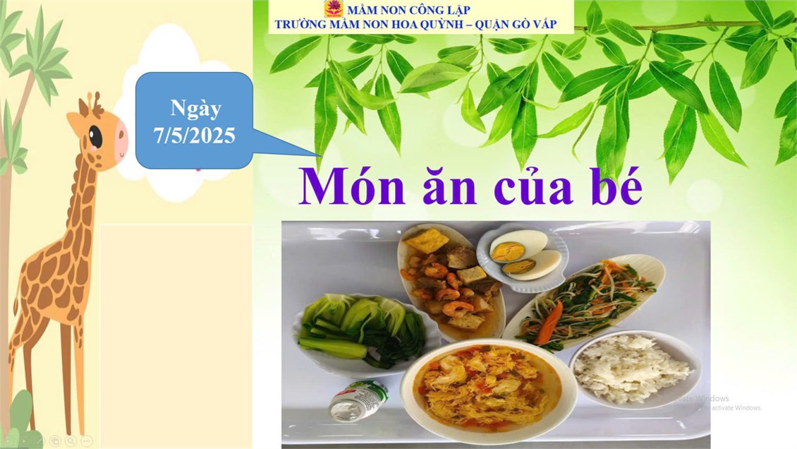 Thực đơn của bé ngày 7-5-2025