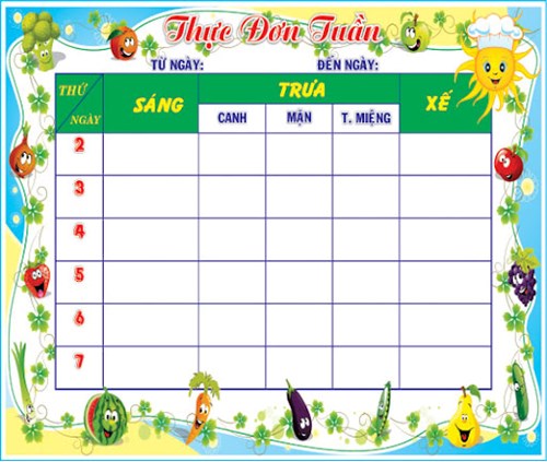Thực đơn tháng 02/2025 (Từ ngày 03/02/2025 đến 28/02/2025)