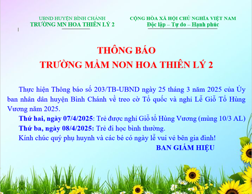 Thông báo nghỉ lễ Giỗ tổ Hùng Vương năm 2025
