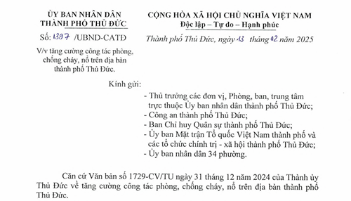 Tăng cường công tác phòng, chống cháy, nổ trên địa bàn thành phố Thủ Đức