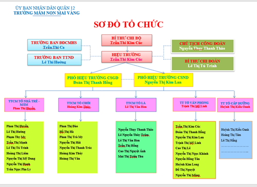 Sơ đồ tổ chức Trường Mầm non Mai Vàng