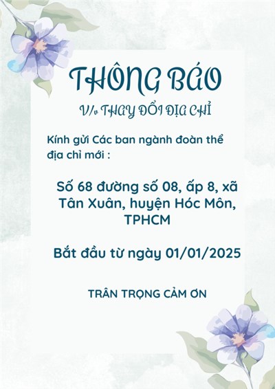 Trường Mầm non Mỹ Hòa thông báo về thay đổi địa chỉ từ ngày 01/01/2025