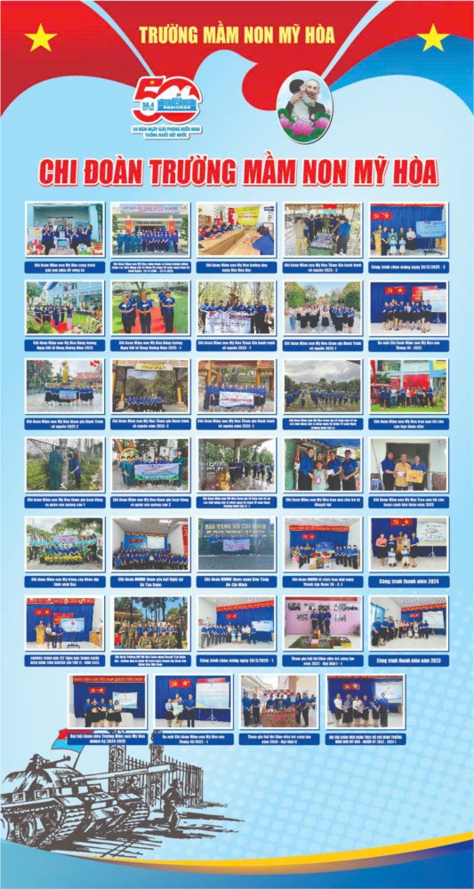 Chi đoàn Trường MN Mỹ Hoà thực hiện công trình Chào mừng Kỉ niệm 50 năm Ngày Giải Phóng Miền Nam (30/4/1975-30/4/2025)