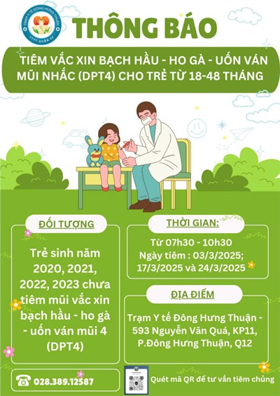 Lịch tiêm Ho gà, bạch hầu uốn ván